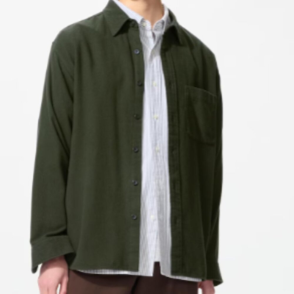 Uniqlo Flannel Dark Green Shirt Size L